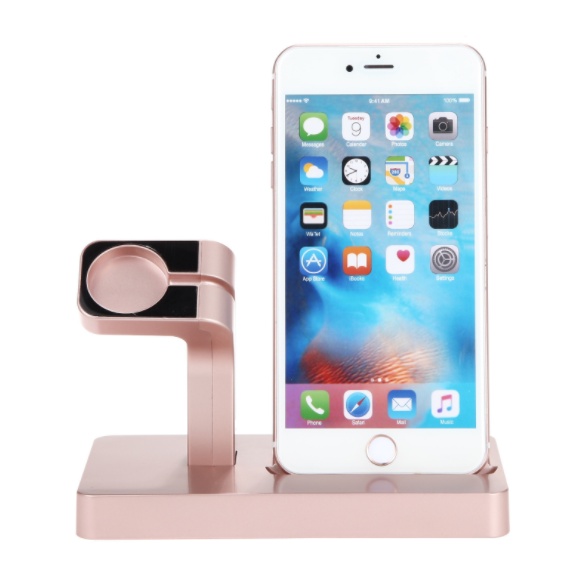 متوافق مع أجهزة Apple، قاعدة شحن 2 في 1، حامل هاتف مكتبي، متوافق مع iPhone X و8 و7 Plus و6S و5 و5S وSE وiPhone Watch I وII وIII، حامل شاحن - الصورة 7