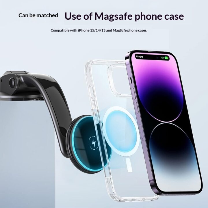 حامل هاتف للسيارة بتقنية Qi 20 مع شحن لاسلكي مغناطيسي MagSafe