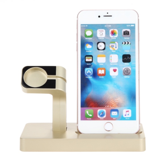 متوافق مع أجهزة Apple، قاعدة شحن 2 في 1، حامل هاتف مكتبي، متوافق مع iPhone X و8 و7 Plus و6S و5 و5S وSE وiPhone Watch I وII وIII، حامل شاحن - الصورة 8